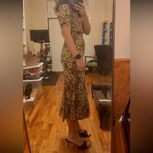 Vintage silk floral mermaid dress